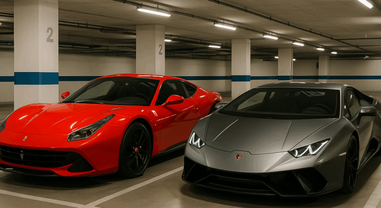 Ferrari ou Lamborghini stationnement